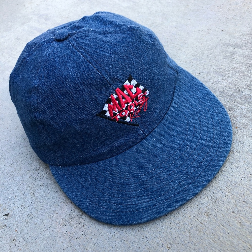 Vtg Mac Tools Racing Blue Denim Hat - Adjustable Size
